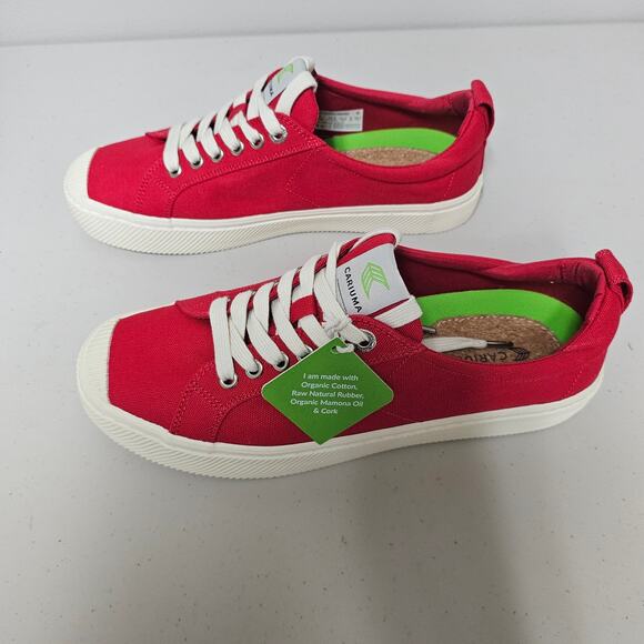 Cariuma OCA Low red canvas sneaker Mens  9 women's 10.5 - Picture 2 of 8